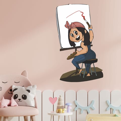 DIY Wall Stickers Girl Painter for Home Décor (24"X18")