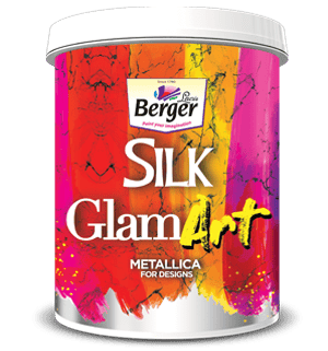 Berger Silk GlamArt Metallica for Designs Silver Paint| 100% acrylic emulsion paint| 1 Litre