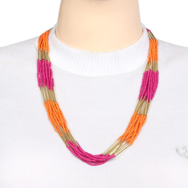 DCA Dca Orange, Fuschia Glass Necklace For Women (4450 ) Glass Necklace