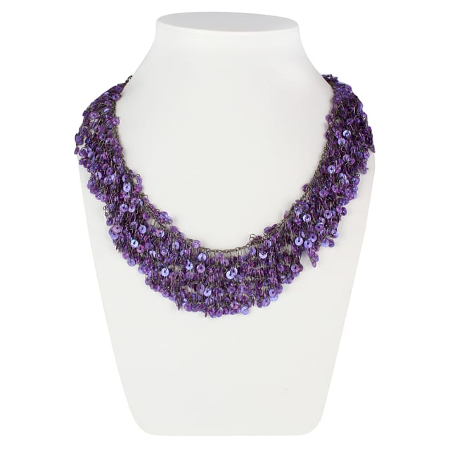 DCA Dca Purple Sequins/Steel Necklace For Women (4444 ) Stainless Steel Necklace
