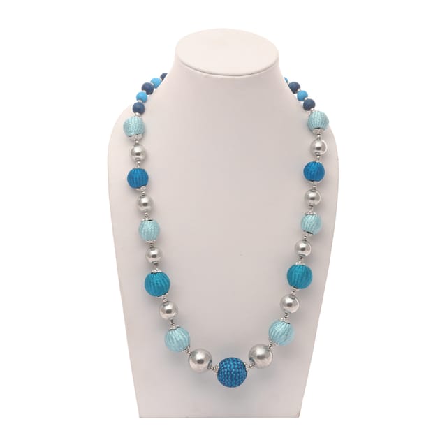 DCA Women's Blue & Silver Strand Fabric Necklace (4416) Fabric Necklace (DC4416NK)