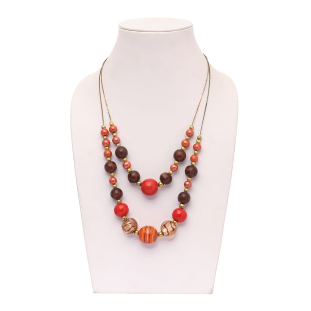 DCA Women's Orange Multi-Strand Glass Necklace (4438) Glass Necklace (DC4438NK)