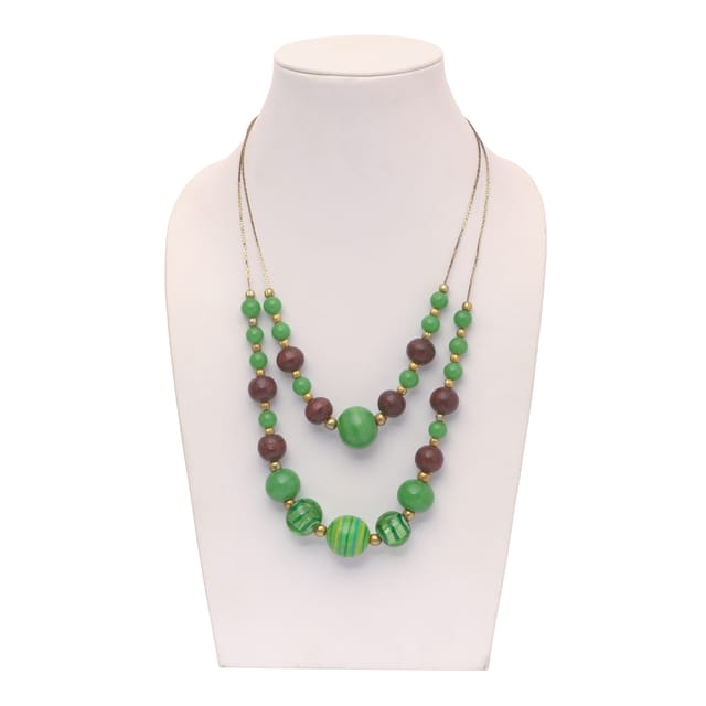 DCA Women's Green Multi-Strand Glass Necklace (4439) Glass Necklace (DC4439NK)