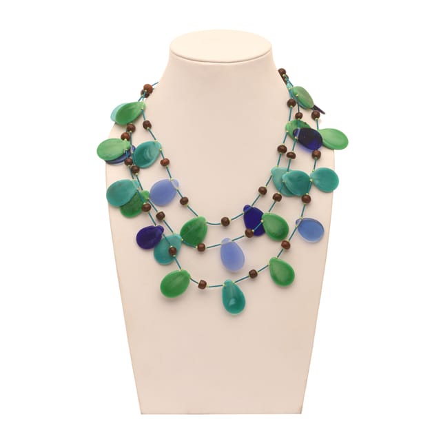 DCA Women's Green & Blue Multi-Strand Glass Necklace (4433) Glass Necklace (DC4433NK)