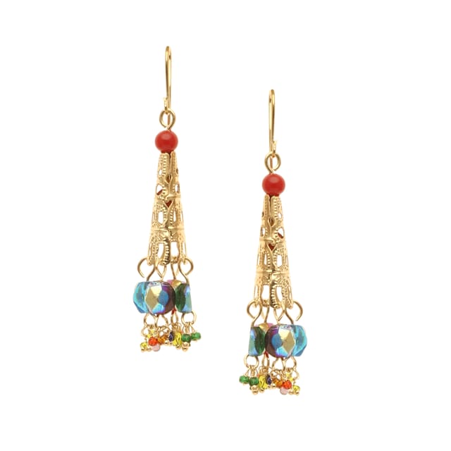 DCA Women's Gold & Multi-Colour Metal Earrings Metal Drops & Danglers (DC2193ER)