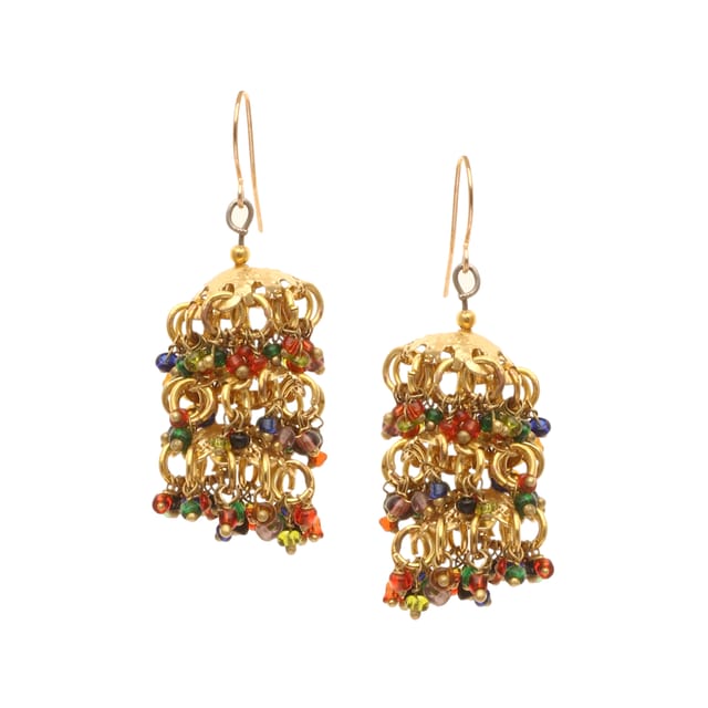 DCA Women's Gold & Multi-Colour Metal and Glass Earrings Metal Drops & Danglers (DC2194ER)