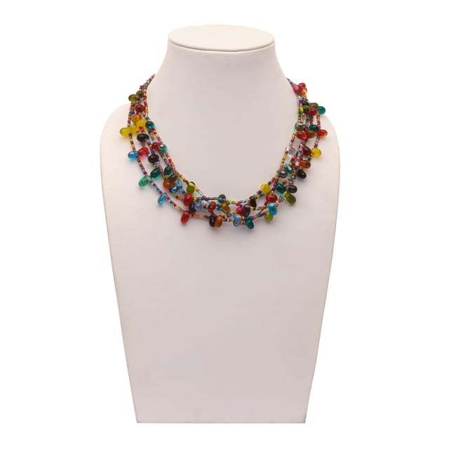 DCA Women's Multi-Colour Multi-Strand Glass Necklace (4420) Glass Necklace (DC4420NK)