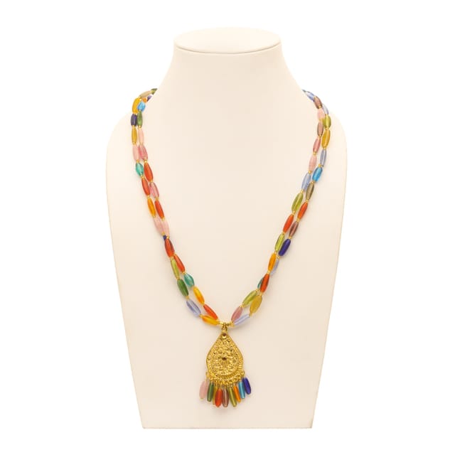 DCA Women's Multi-Colour Strand Glass and Brass Necklace (4428) Glass, Brass Necklace (DC4428NK)