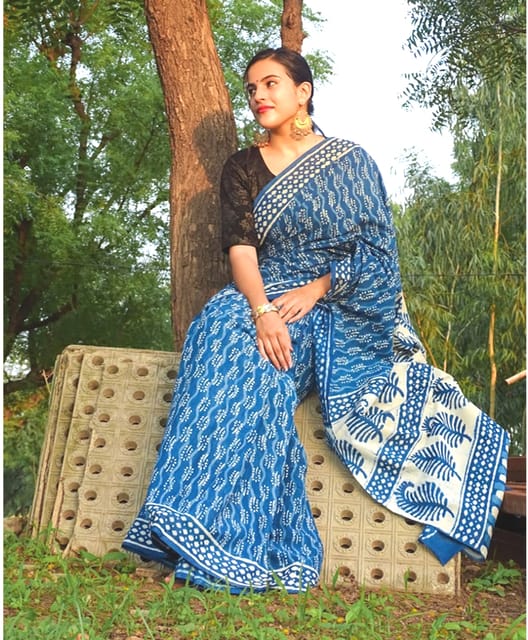 Handloom Cotton Printed Saree with Blouse (VH080)