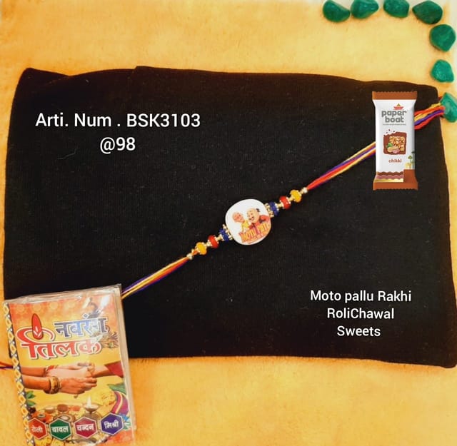 Motu Patlu Rakhi with Roli Chawal Sweets (BSK 3103)