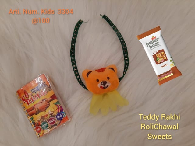 Teddy Rakhi with Roli Chawal Sweets (Kids 3304)