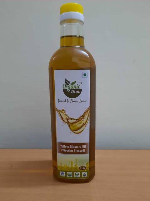 Organic Yellow Mustard Oil (Sarso ka tel) 1 Ltr - Cold Wooden Pressed