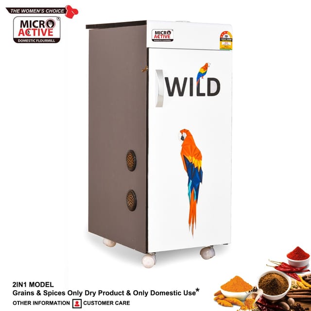 MICROACTIVE® Wild Domestic Flourmill 1 HP / 5Kg Fully Automatic Specially For Masala & Grains Grinder (2 in 1) Aata Maker, Atta chakki, Ghar Ghanti With Standard Accessories