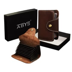 ABYS Genuine Leather Dark Brown Card Holder