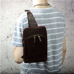 ABYS Genuine Leather Dark Brown Body Bag