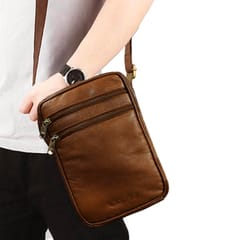 ABYS Genuine Leather Brown Messenger Bag