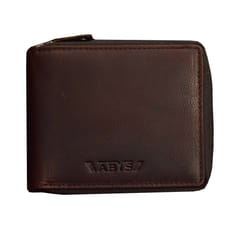 ABYS Genuine Leather Dark Brown Wallet with Zip Closure