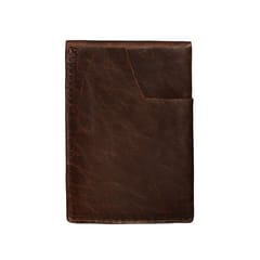 ABYS Handmade Genuine Leather Dark Brown Card Holder with Button Closure