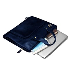 ABYS Genuine Leather Navy Blue 14 inch Laptop Bag
