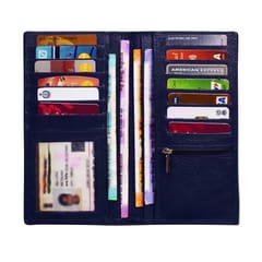 ABYS Genuine Leather Blue Long Card Holder