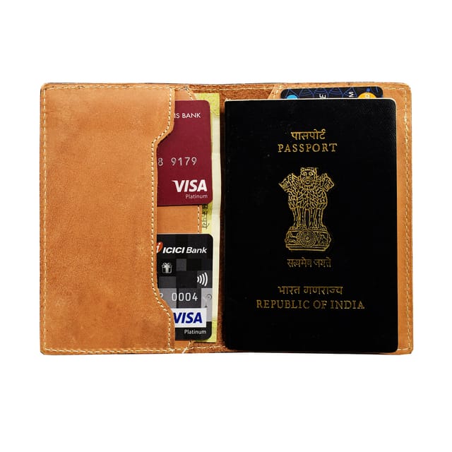 ABYS Genuine Leather Tan Passport Holder