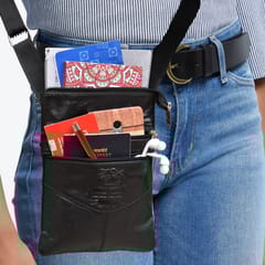 ABYS Genuine Leather Black Sling Bag