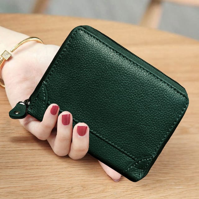 ABYS Genuine Leather Green Card Holder