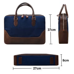 DR. HENRY 14 Inch Office Laptop Briefcase For Unisex (Navy Blue & Brown)