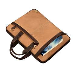 ABYS Genuine Leather Tan & Brown 15.6 Inch Laptop Bag