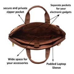 ABYS Genuine Leather Tan & Brown 15.6 Inch Laptop Bag