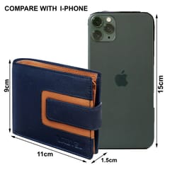 ABYS Genuine Leather Blue & Tan Wallet For Men