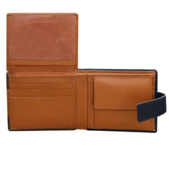 ABYS Genuine Leather Blue & Tan Wallet For Men