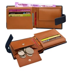 ABYS Genuine Leather Blue & Tan Wallet For Men
