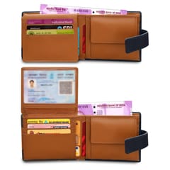 ABYS Genuine Leather Blue & Tan Wallet For Men