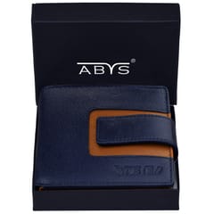 ABYS Genuine Leather Blue & Tan Wallet For Men