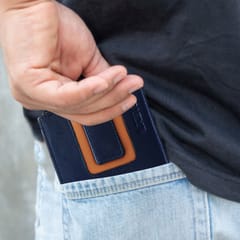 ABYS Genuine Leather Blue & Tan Wallet For Men