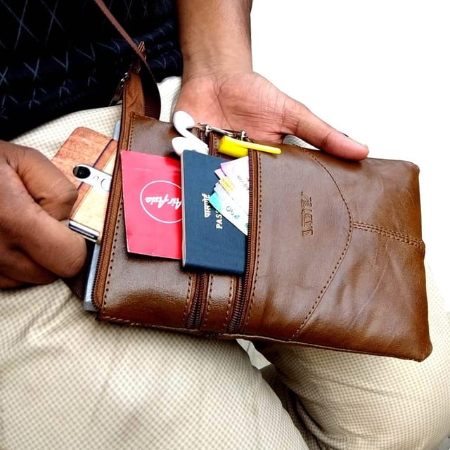 ABYS Genuine Leather Tan Sling Bag