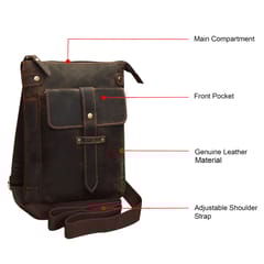 ABYS Genuine Leather Dark Brown Sling Bag For Men & Women