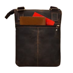 ABYS Genuine Leather Dark Brown Sling Bag For Men & Women