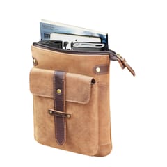 ABYS Genuine Leather Brown & Dark Brown Sling Bag For Men & Women