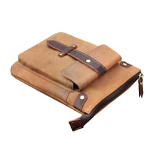 ABYS Genuine Leather Brown & Dark Brown Sling Bag For Men & Women