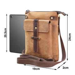 ABYS Genuine Leather Brown & Dark Brown Sling Bag For Men & Women