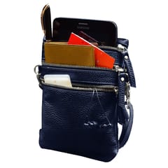 ABYS Genuine Leather Navy Blue Sling Bag