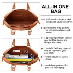 ABYS Genuine Leather 14 Inch Laptop Briefcase For Men & Women