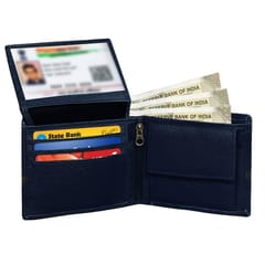 ABYS Genuine Leather Blue & Tan Wallet for Men