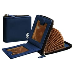 SOUMI Premium Quality Genuine Leather Wallet for Women(Navy Blue)