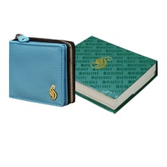 SOUMI Premium Quality Genuine Leather Wallet for Women(Sky Blue)