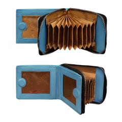 SOUMI Premium Quality Genuine Leather Wallet for Women(Sky Blue)