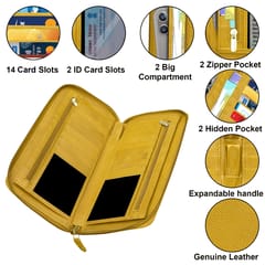 ABYS Genuine Leather Yellow Document Holder