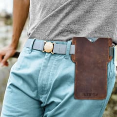 ABYS Genuine Leather Brown Mobile Holder